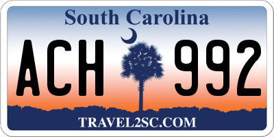 SC license plate ACH992
