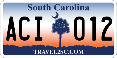 SC license plate ACI012