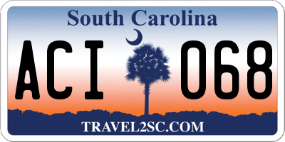 SC license plate ACI068