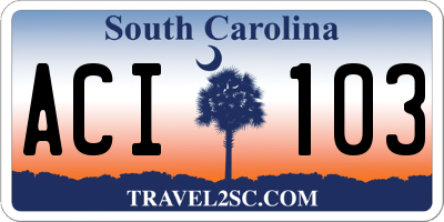 SC license plate ACI103