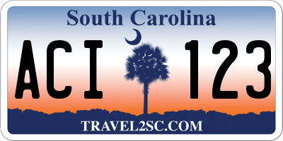 SC license plate ACI123