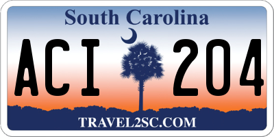 SC license plate ACI204