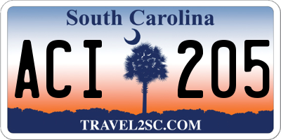 SC license plate ACI205