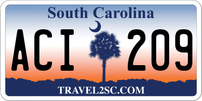 SC license plate ACI209