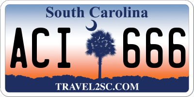 SC license plate ACI666