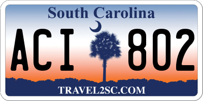 SC license plate ACI802