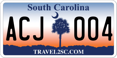 SC license plate ACJ004