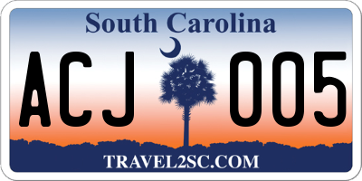 SC license plate ACJ005