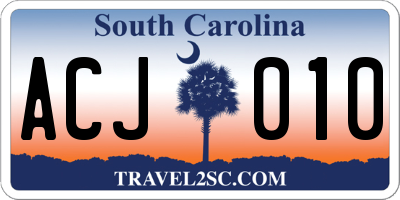 SC license plate ACJ010