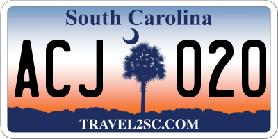 SC license plate ACJ020