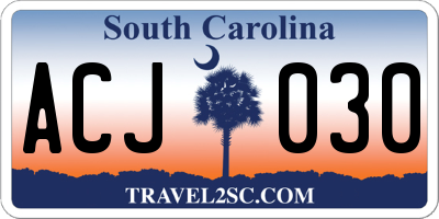 SC license plate ACJ030