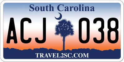 SC license plate ACJ038