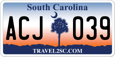 SC license plate ACJ039