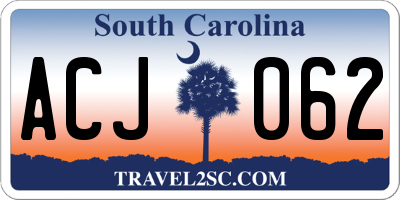SC license plate ACJ062