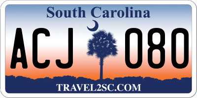 SC license plate ACJ080
