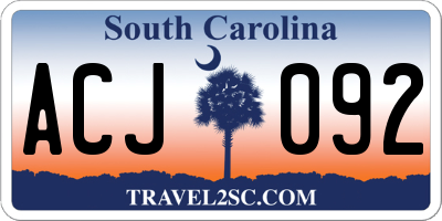 SC license plate ACJ092