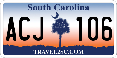 SC license plate ACJ106
