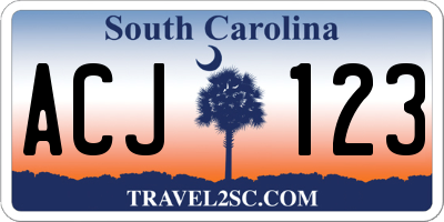 SC license plate ACJ123