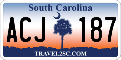 SC license plate ACJ187