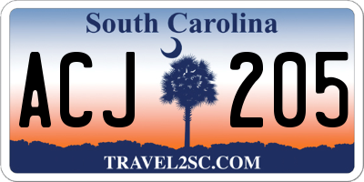SC license plate ACJ205