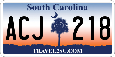 SC license plate ACJ218