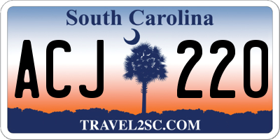 SC license plate ACJ220