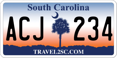 SC license plate ACJ234