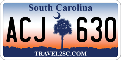 SC license plate ACJ630
