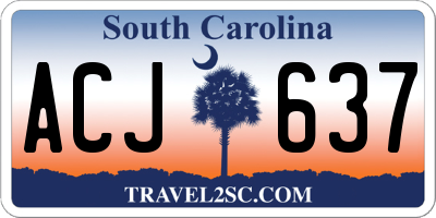 SC license plate ACJ637