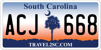 SC license plate ACJ668