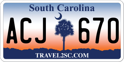 SC license plate ACJ670