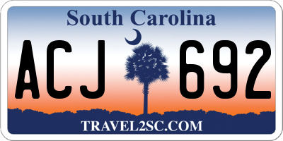 SC license plate ACJ692