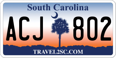 SC license plate ACJ802