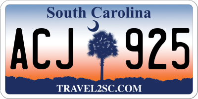 SC license plate ACJ925
