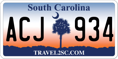 SC license plate ACJ934