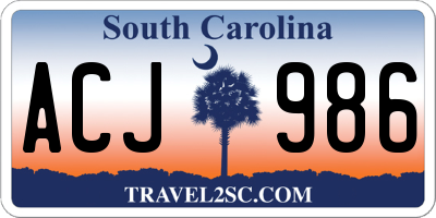 SC license plate ACJ986