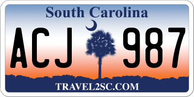 SC license plate ACJ987