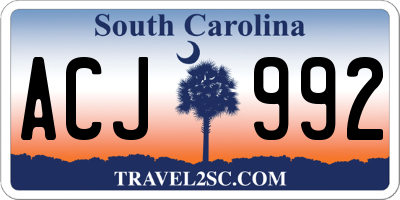 SC license plate ACJ992