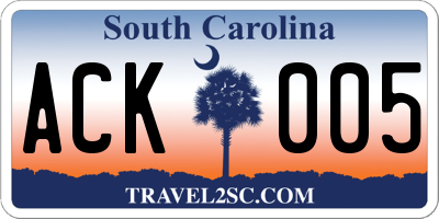 SC license plate ACK005