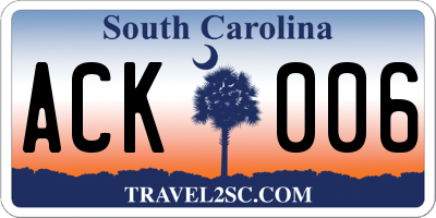 SC license plate ACK006