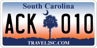 SC license plate ACK010