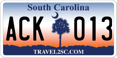 SC license plate ACK013