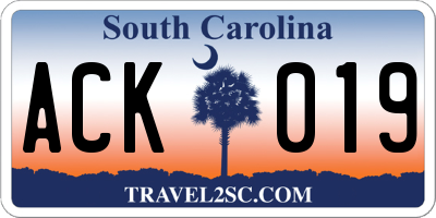 SC license plate ACK019