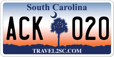 SC license plate ACK020