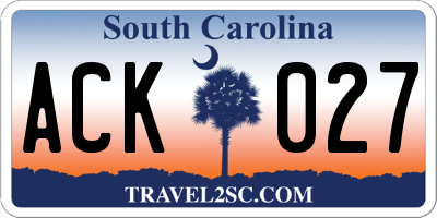 SC license plate ACK027