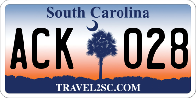 SC license plate ACK028