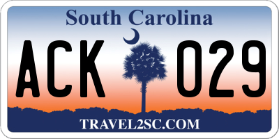 SC license plate ACK029