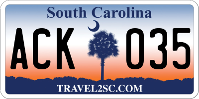 SC license plate ACK035
