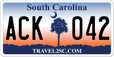 SC license plate ACK042
