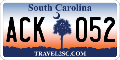 SC license plate ACK052